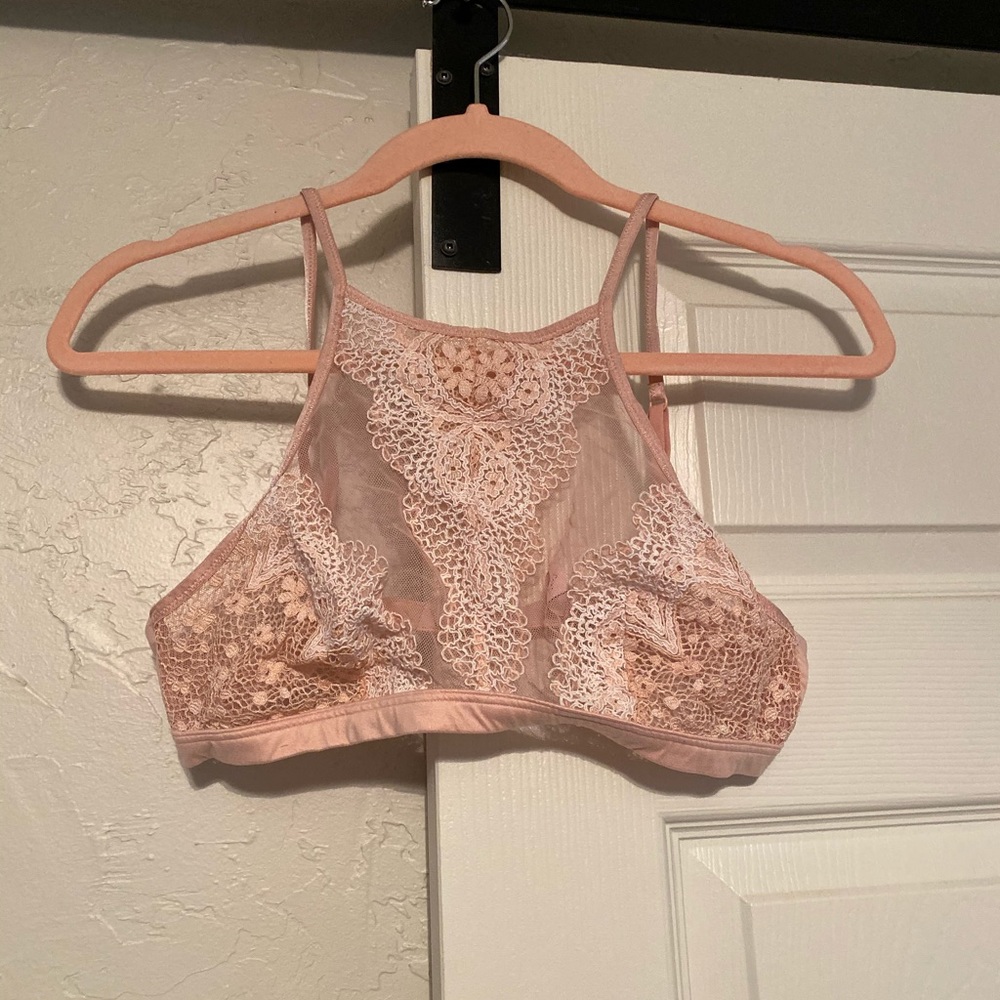 Sheer mock neck bralette